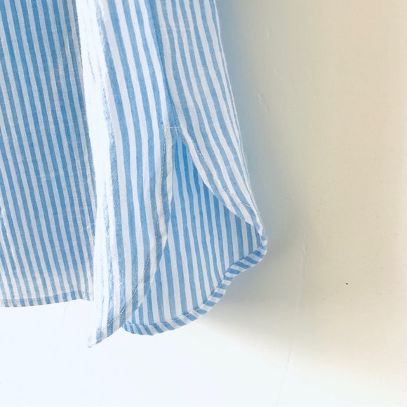 NWT Pin Striped Button Front Shirt Size Small Open Tie Sleeve Collared Pocket - Picture 5 of 16